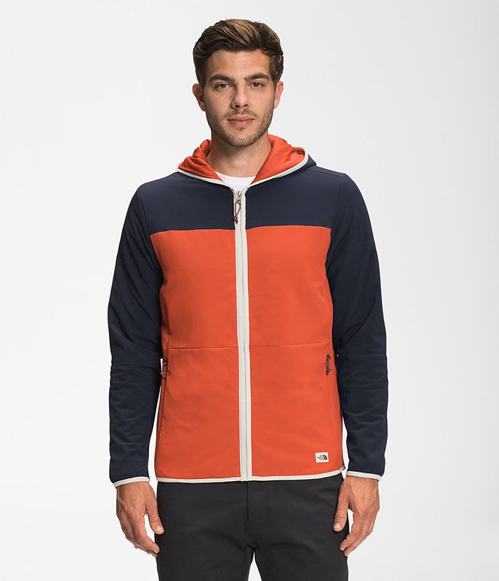 The North Face Winterjas Heren Mountain Sweater Full Rits Hoodie NCZJ05394 - Oranje/Donkerblauw